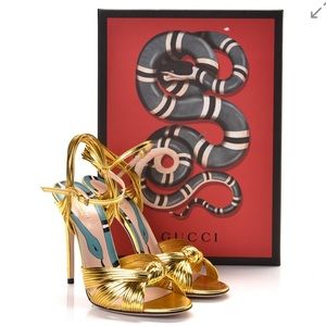 Gucci Metallic Napa Crawford Knot Sandals